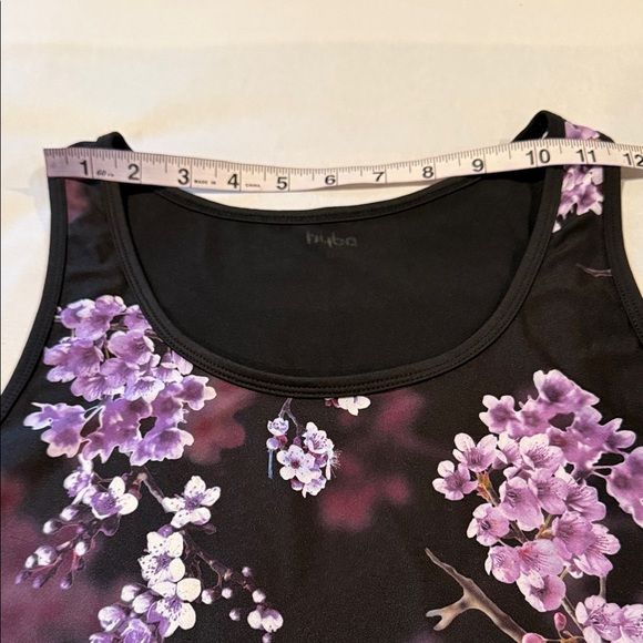 Hyba Tank Top Floral Black and Purple Women's Size L - Picture 2 of 7